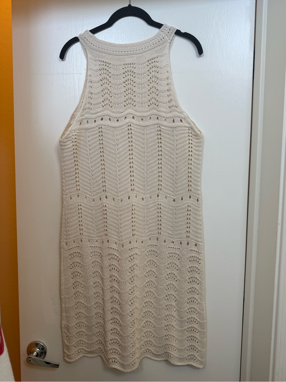 Crochet Halter Beach Cover-Up Dress in Cream - Picture 2 of 3